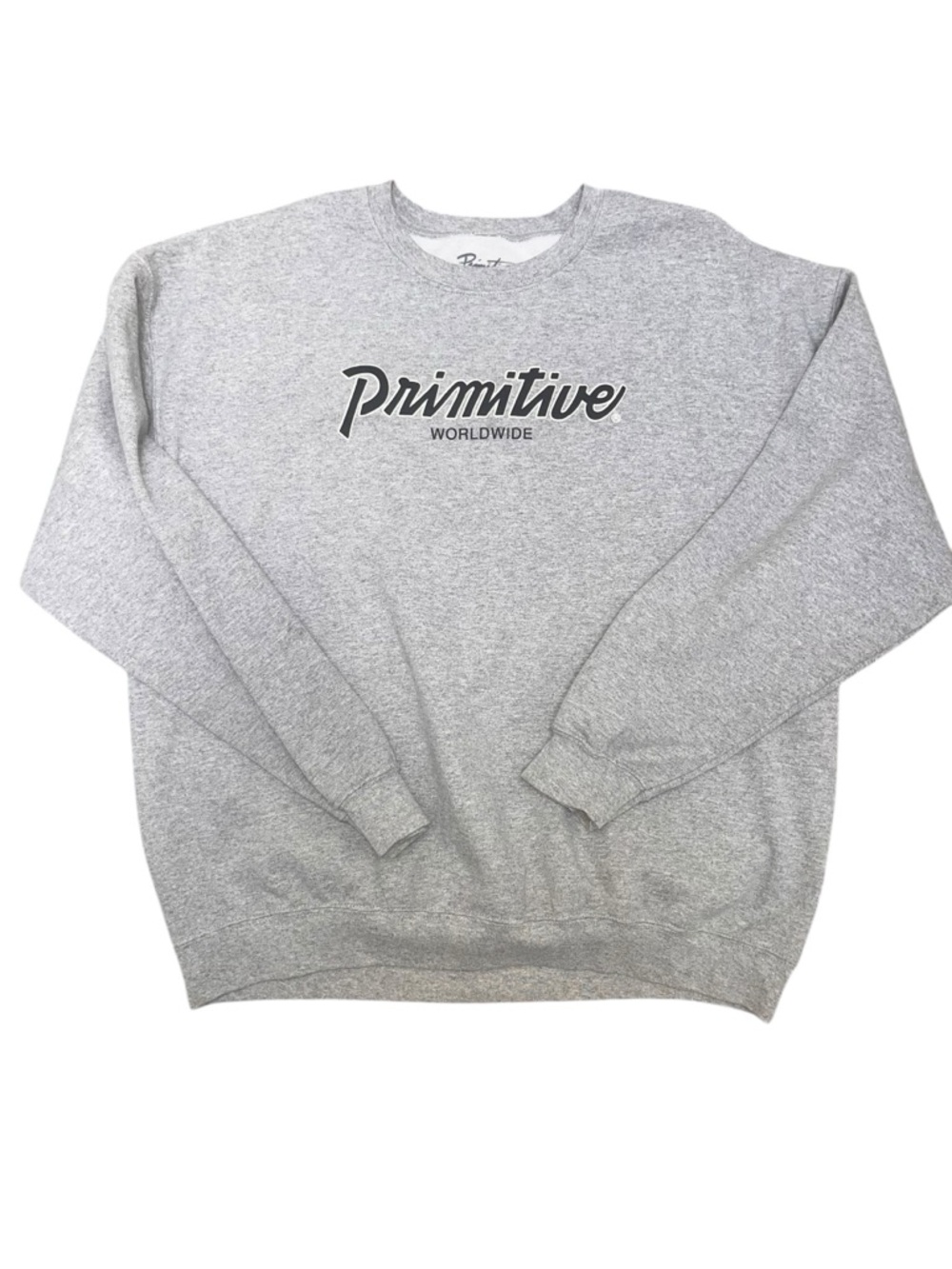 Primitive Grey Crewneck Sweatshirt with Script Logo